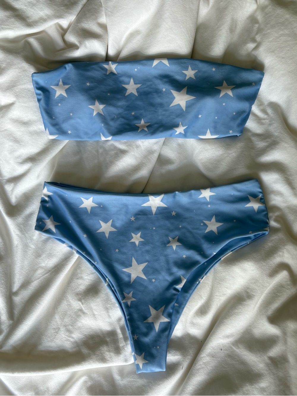 SHEIN Blue & White Star Bandeau Bikini Set for Kids
